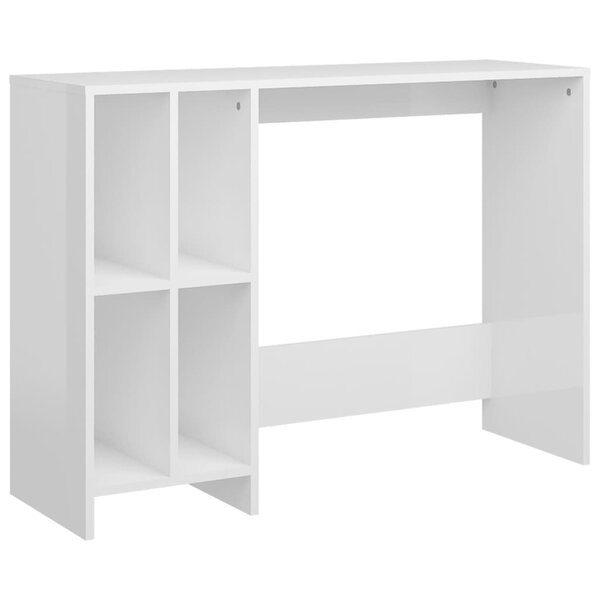 Bureau table poste de travail meuble d'ordinateur informatique étude d'ordinateur portable brillant bois d'ingénierie blanc 02_0023757