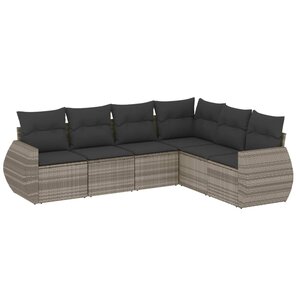 vidaXL Salon de jardin 6 Pièces avec coussins gris clair résine tressée