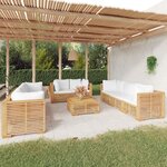 vidaXL Salon de jardin 9 Pièces avec coussins Bois de teck solide