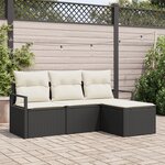 Ensemble de Canapé de Jardin 4 pièces vidaXL avec Coussins Rattan Poly Noir