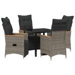 vidaXL Ensemble de Salle à Manger de Jardin de 5 Pièces avec Coussins Gris Poly Rattan
