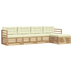 vidaXL Ensemble de canapés d'extérieur 5 Pièces Blanc et crème Polyester