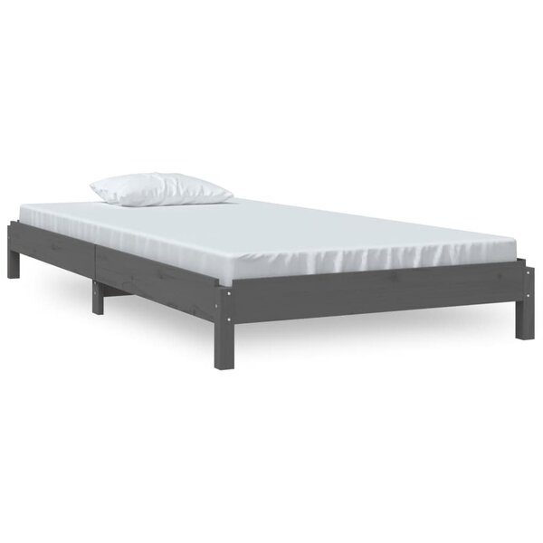 vidaXL Lit empilable Gris 75x190 cm Bois de pin massif