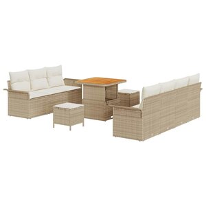 vidaXL Ensemble de canapé de jardin avec coussin 10 Pièces Beige et crème