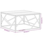 vidaXL Table basse argenté acier inoxydable et bois massif d'acacia