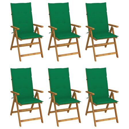 vidaXL Chaises pliables de jardin 6 Pièces avec coussins Bois d'acacia