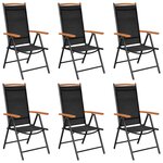 vidaXL Chaises de jardin pliables 6 Pièces Textilène Noir