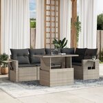vidaXL Salon de jardin 6 Pièces avec coussins gris clair résine tressée