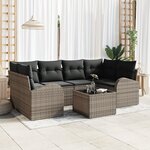 vidaXL Ensemble de canapé de jardin de 7 pièces avec coussins gris en poly rattan