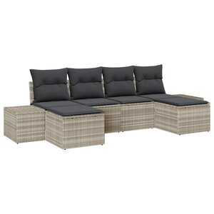 vidaXL Ensemble de canapé de jardin 4 Pièces Gris clair polyrotin