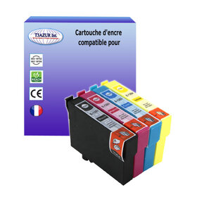 4 Cartouches Compatibles pour Epson Stylus S22, SX125, SX130, SX23, SX235, SX235W, SX420W remplace Epson T1281 T1282 T1283 T1284 - T3AZUR