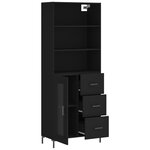 vidaXL Buffet haut Noir 69 5x34x180 cm Bois d'ingénierie