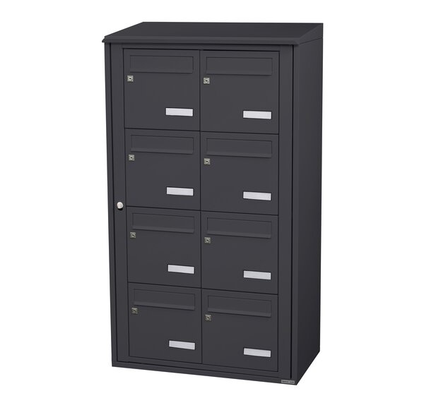 Bloc collectif Leabox 2x4 grade 3 simple face Extérieur fixation murale Gris anthracite RAL 7016 finition brillante