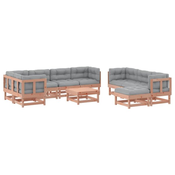 vidaXL Salon de jardin 10 Pièces avec coussins bois massif douglas