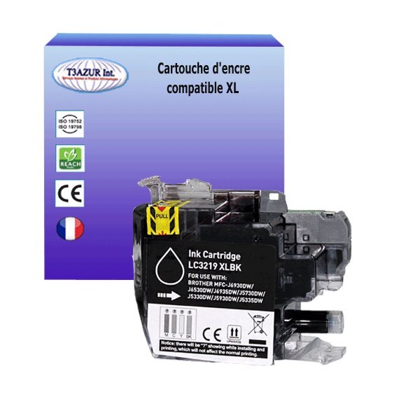 T3AZUR- Cartouche compatible avec Brother LC3217 / LC3219 XL Noire pour Brother MFC-J6930DW  MFC-J6935DW  MFC-J6935DWF