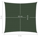 vidaXL Voile d'ombrage 160 g/m² Vert foncé 5x5 m PEHD