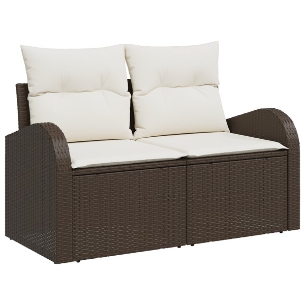 vidaXL Canapé de jardin 2 places avec rangement et coussins en poly rotin marron