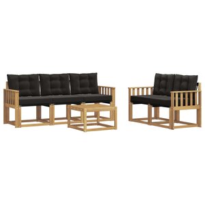 vidaXL Ensemble de canapés d'extérieur 6 Pièces Blanc et noir