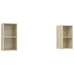 vidaXL Meubles TV muraux 2 Pièces Chêne sonoma Bois d'ingénierie