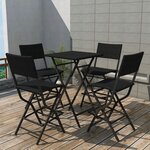 vidaXL Mobilier à dîner pliable jardin 5 Pièces Acier Résine tressée Noir