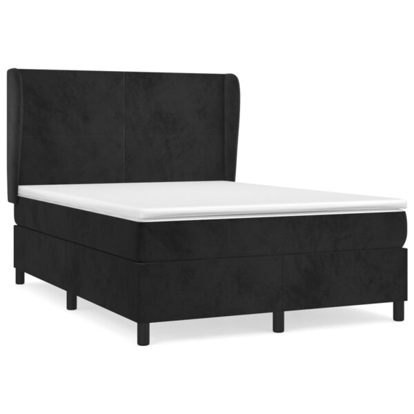 vidaXL Sommier à lattes de lit avec matelas Noir 140x190 cm Velours