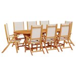 vidaXL Ensemble à manger de jardin 9Pièces bois d'acacia solide textilène