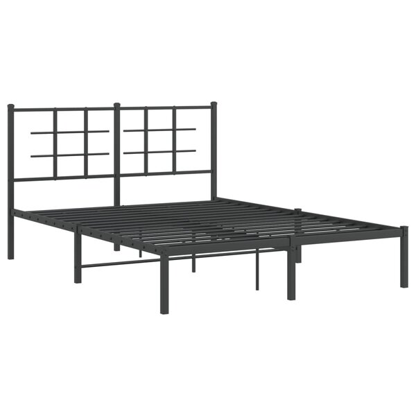 vidaXL Cadre de lit métal avec tête de lit noir 135x190 cm