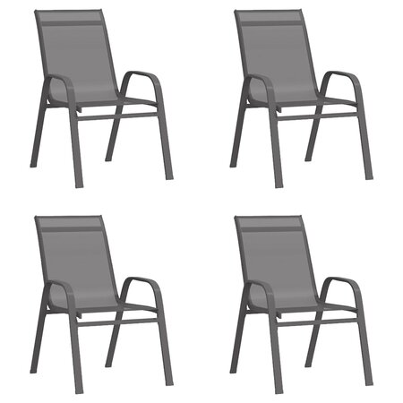 vidaXL Chaises empilables de jardin lot de 4 Gris Tissu textilène