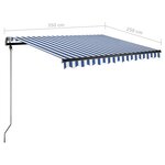 vidaXL Auvent manuel rétractable avec LED 350x250 cm Bleu et blanc