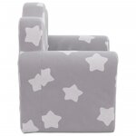vidaXL Canapé-lit pour enfants gris clair avec étoiles peluche douce