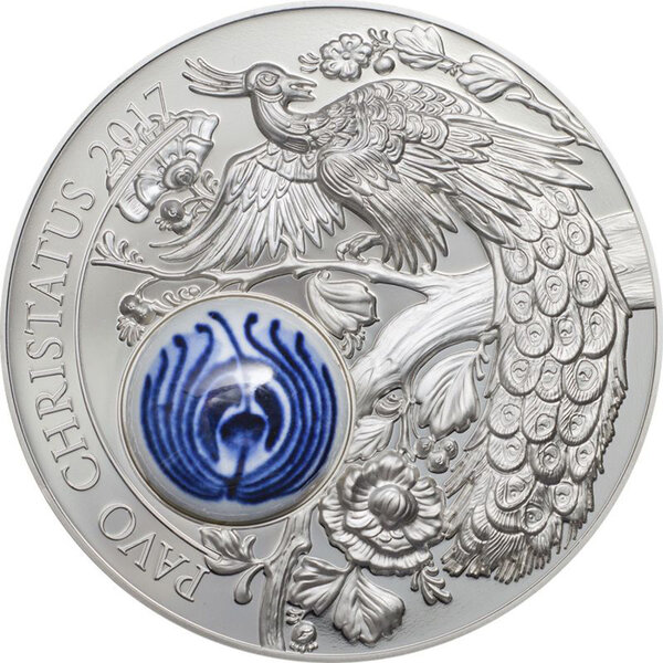 Pièce de monnaie en Argent 10 Dollars g 50 Millésime 2017 Royal Delft PAVO CHRISTATUS