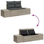vidaXL Ensemble de Canapés de Jardin 7 Pièces avec Coussins Gris Clair Rattan Poly