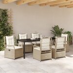 vidaXL Ensemble de Salle à Manger de Jardin de 7 Pièces Beige Poly Rattan