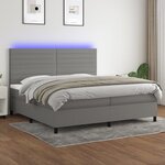vidaXL Sommier à lattes de lit et matelas et LED Gris foncé 200x200 cm