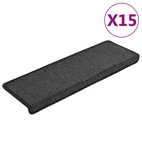vidaXL Tapis d'escalier 15 Pièces 65x21x4 cm Anthracite