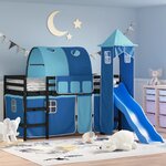 vidaXL Lit mezzanine enfants avec tour bleu 90x200 cm bois pin massif