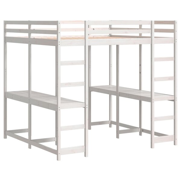 vidaXL Lit superposé et bureau et échelle 180x200cm bois de pin massif