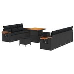 Ensemble de canapé de jardin vidaXL 10 pièces avec coussins en poly rattan noir