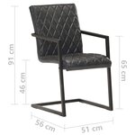 vidaXL Chaises à manger cantilever lot de 6 noir cuir véritable