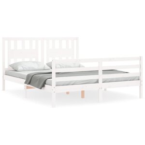 vidaXL Cadre de lit avec tête de lit blanc 160x200 cm bois massif