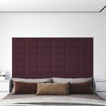 vidaXL Panneaux muraux 12 Pièces Violet 30x15 cm Tissu 0 54 m²