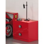 Vipack Table de chevet 2 tiroirs Monza Bois Rouge