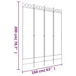 vidaXL Cloison de séparation 4 panneaux Noir 160x200 cm Tissu