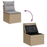Set de Canapés de Jardin 6 Pièces avec Coussins Beige Poly Rattan Acacia