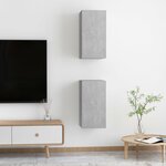 vidaXL Meubles TV 2 Pièces Gris béton 30 5x30x60 cm Bois d’ingénierie