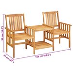 vidaXL Chaises de jardin avec table à thé et coussins Acacia solide