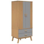 vidaXL Garde-robe OLDEN gris et marron 76 5x53x172 cm bois massif pin