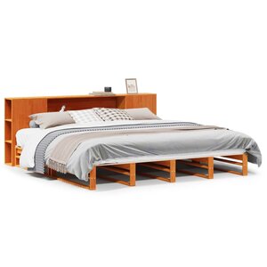vidaXL Lit bibliothèque sans matelas cire marron 180x200cm bois massif