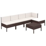 vidaXL Salon de jardin 6 Pièces avec coussins Résine tressée Marron