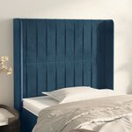 vidaXL Tête de lit avec oreilles Bleu foncé 93x16x118/128 cm Velours
